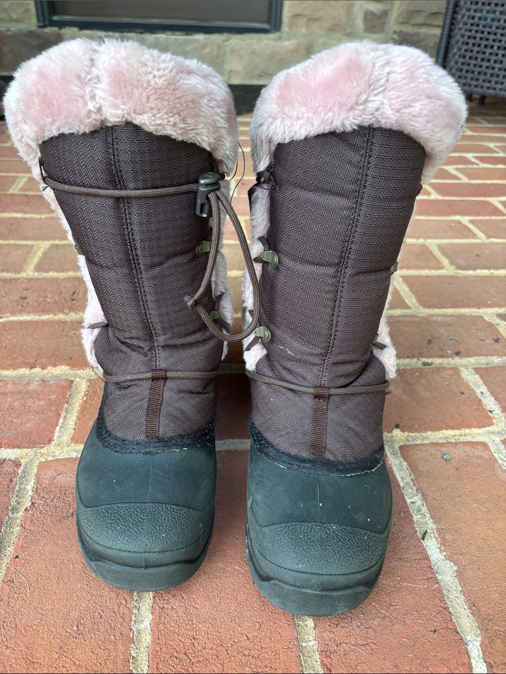 Pacific Trail Brown Boots with Pink Faux Fur Trim